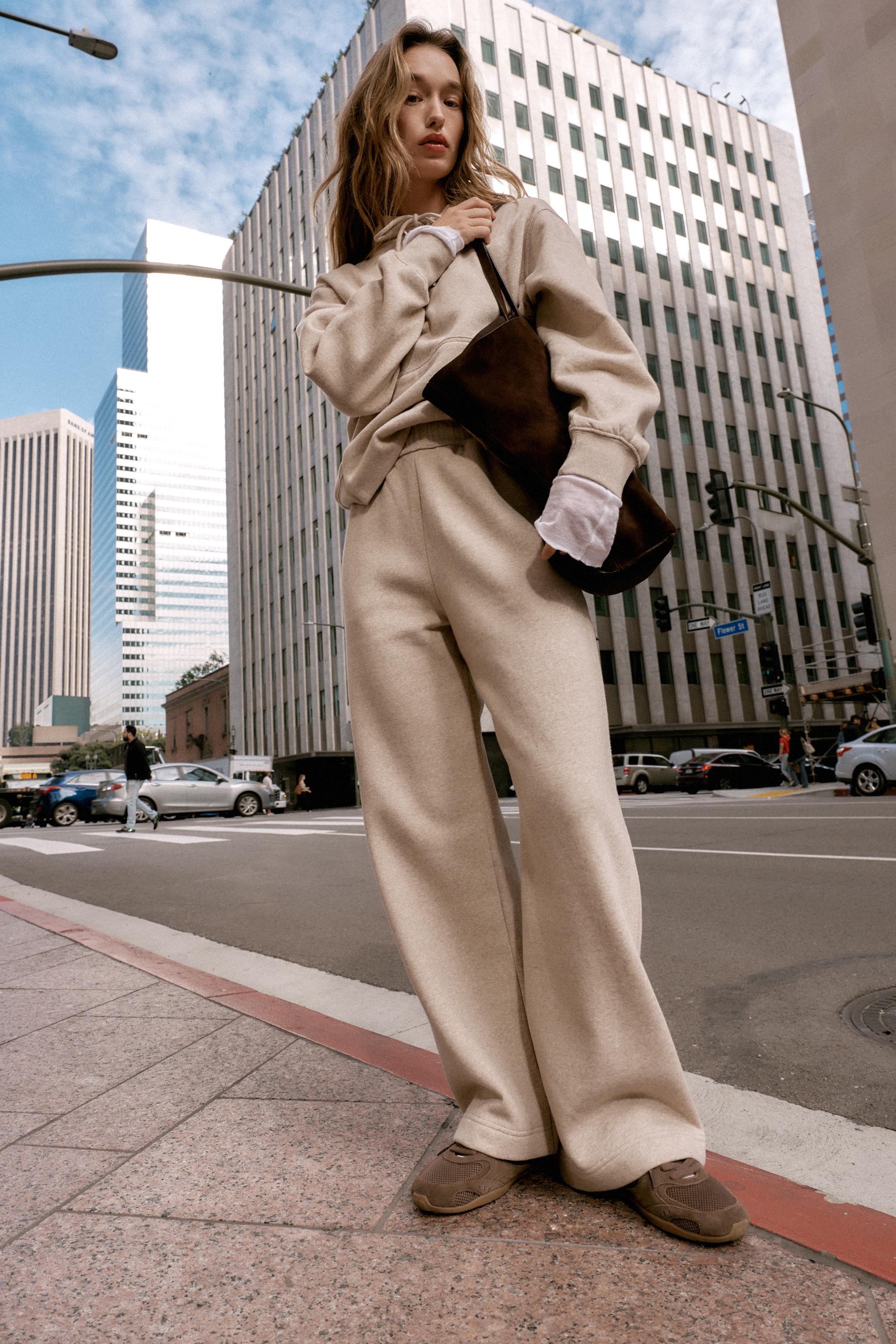 PANTALON MOLLETON À JAMBES LARGES